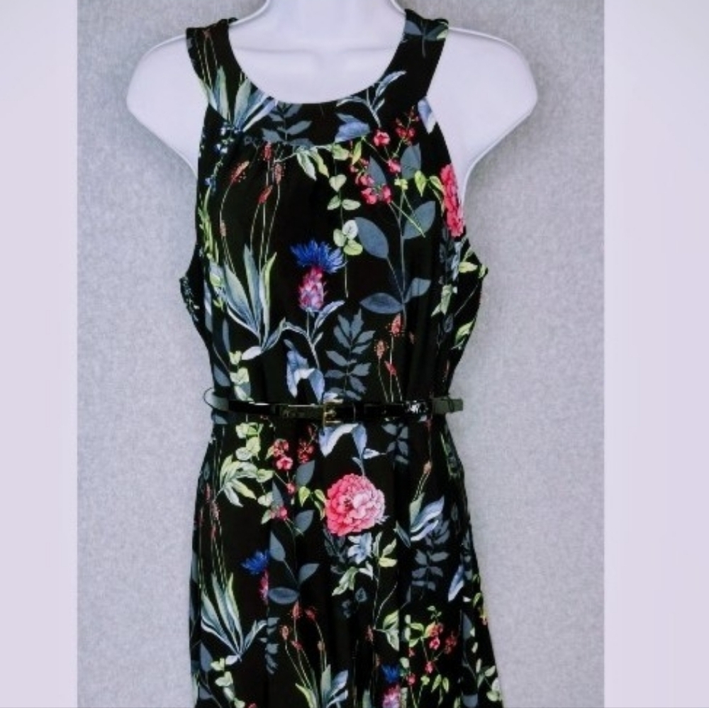 NWT Tommy Hilfiger Women's Black Floral Print Dress